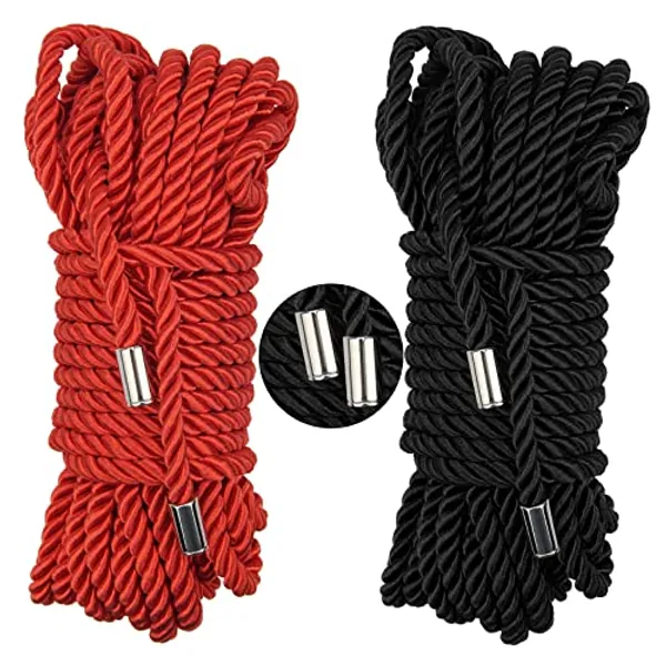 Coldairsoap 2-Pack Soft Silk Rope, Twisted Trim Cord Rope Nylon Twisted Cord Trim Thread String Rope, Durable Multipurpose Satin Shiny Cord, 32 Feet/7MM