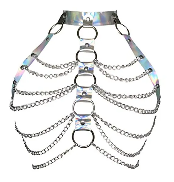 Pinwe Women Punk Harness Bra Adjustable Cage Waist Belts Body Chest Harness Straps Roleplay Costume Clubwear