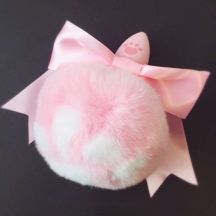 Paw Print Luxury Bunny Tail Plugs - Pink