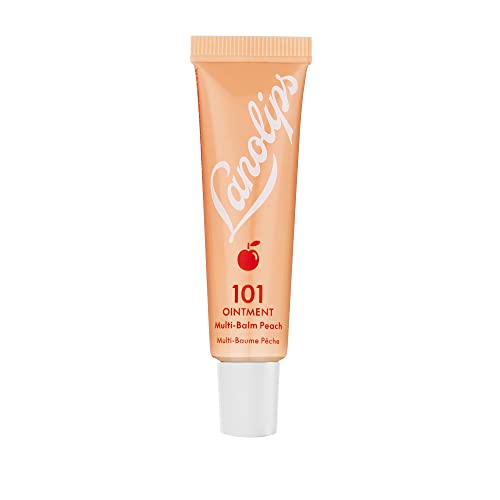 Lanolips 101 Ointment Multi-Balm, Peach - Fruity Lip Balm with Vitamin E Oil and Lanolin for Lip Hydration - Naturally Flavored Lanolin Lip Balm for Very Dry Lips - Dermatologist Tested (.35 oz) - Peach