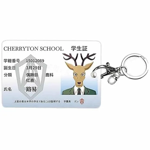 SZMLJH 2 PCS Beastars keychain,Anime Beastars Cosplay Accessories Legoshi keychain with ID card holders for badges - 01
