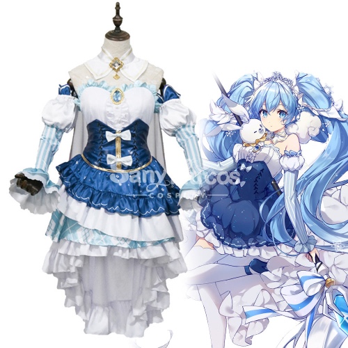 【In Stock】Vocaloid Hatsune Miku Cosplay Snow Miku 2019 Cosplay Costume - L