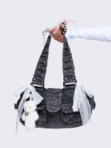 Cute Wander Denim Multi Pockets Bag | One Size / Grey