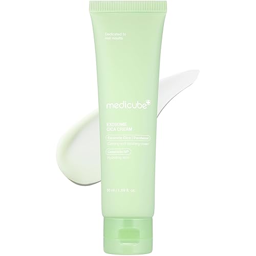 Medicube Exosome Cica Tea Tree Cream for Sensitive Skin with Centella Asiatica help reduce redness and breakouts. | Low-irritating, Moisturizing Daily Texture Care | Korean Skincare | 1.7 fl oz