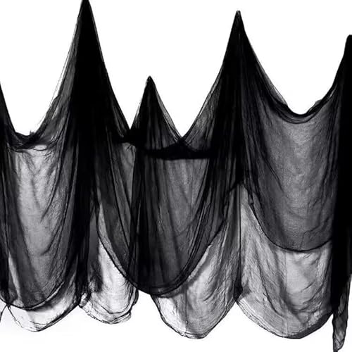 Halloween Creepy Cloth 197"X85"Spooky Fabric Cloth Black Cheesecloth Indoor Outdoor Decorations Hanging Scary Gauze for Haunted House Party Supplies Yard Patio Wall Doorways Windows Tree Home Outside