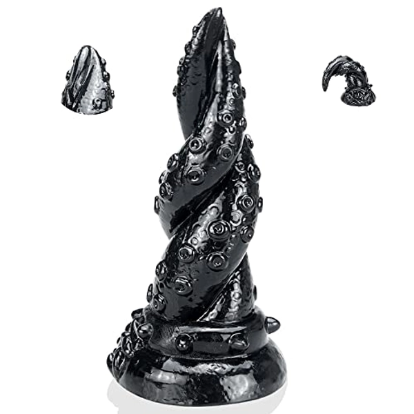 Black Anal Dildo Suction Cup, Ultra-Soft Suction Dildo for Women Men Gay Hands-Free Use, Lifelike Large Adult Toys, 7 inch Dildo Animal Monster Tentacle