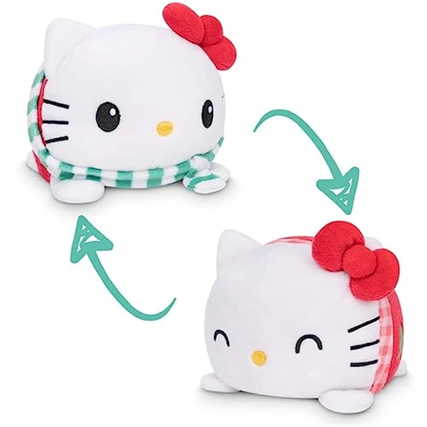 TeeTurtle | The Officially Licensed Reversible Sanrio Plushie | Hello Kitty | Christmas Tree + Snowflake Sweater | Show Your Mood Without Saying a Word!