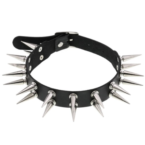 Gothic Rivet Nail Choker: Double Row - Black