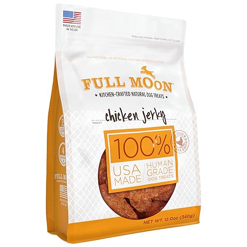 Full Moon Chicken Jerky Healthy All Natural Dog Treats Human Grade Made in USA Grain Free 12 oz - Chicken - 12 Ounce (Pack of 1)