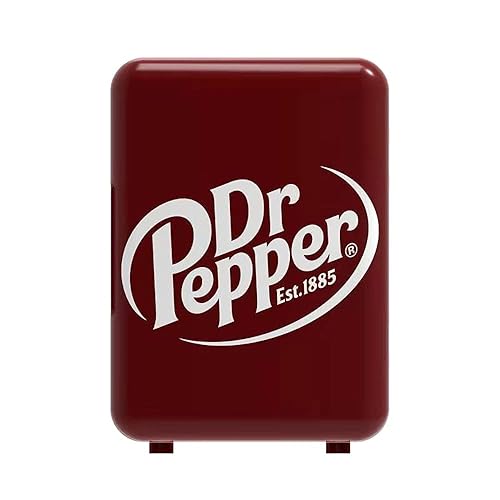 CURTIS MIS135DRP DR. Pepper Mini Portable Compact Personal Fridge Cooler, 4 Liter Capacity, 6 Cans, Makeup, Skincare, Freon-Free & Eco Friendly, Maroon