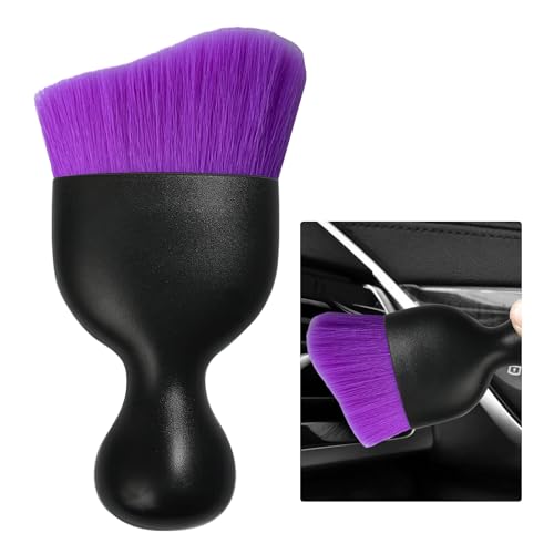 Ziciner Car Detailing Brush, Curved Soft Bristles Auto Removal Dust Collectors, Universal Vehicle Dashboard, Air Conditioner Vents etc Interior Cleaning Tool Accessory (Pure Purple - Pure Purple - 1 PC