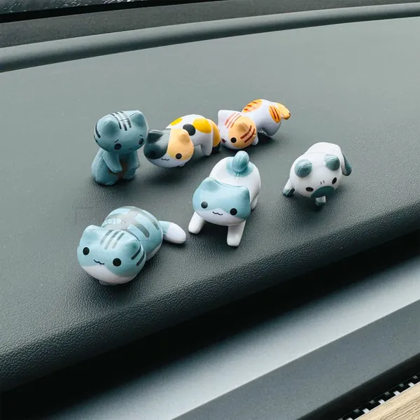 6 Pcs/Set Cute Cat Car Ornaments, Mini & Pawsitive Mood