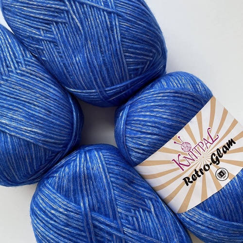 Retro-Glam Metallic Glossy Sheen Yarn, Jewel-Tone, Extra Soft & Shiny for Knitting and Crocheting, Chainette, Bulk Size 4 Skeins, 1280yds/400g, #3 DK Weight/Light Worsted (Electric Blue) - Electric Blue