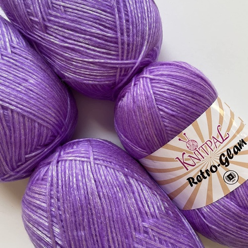 Retro-Glam Metallic Glossy Sheen Yarn, Super Soft & Shiny for Knitting and Crocheting, Bulk Size 4 Skeins, 1280yds/400g, #3 DK Weight/Light Worsted (Metallic Purple) - Metallic Purple