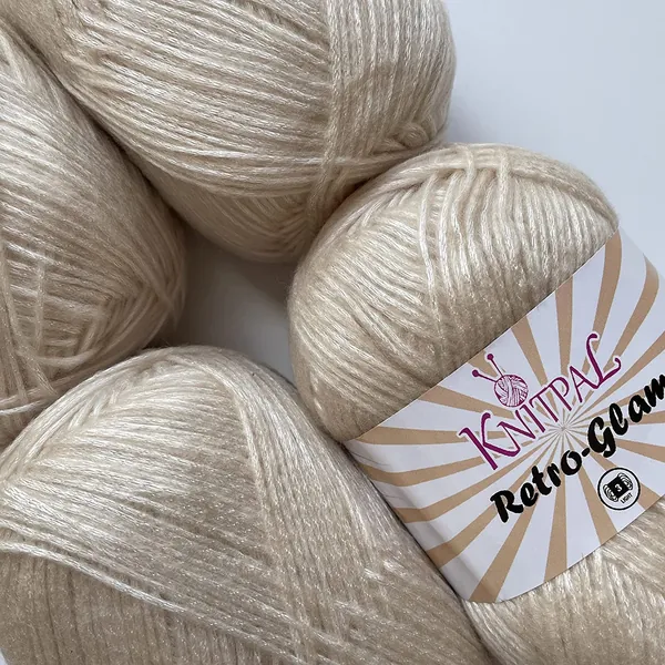 Retro-Glam Metallic Yarn, Dazzling, Super Soft & Shiny for Knitting and Crocheting, Bulk Size 4 Skeins, 1280yds/400g, #3 DK Weight/Light Worsted (Almond Powder)