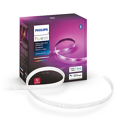 Philips Hue Indoor 6-Foot Smart LED Light Strip Plus Base Kit - Color-Changing Single Color Effect - 1 Pack - Control with Hue App - Works with Alexa, Google Assistant and Apple HomeKit - Base (6ft) - Single Color