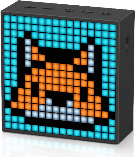 Divoom TimeBox Evo -- Pixel Art Bluetooth Speaker with 16x16 LED Display APP Control - Cool Animation Frame & Gaming Room Setup & Bedside Alarm Clock- Black