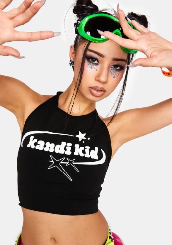 Kandi Kid Crop Halter Top | Medium
