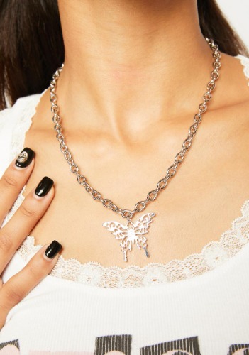 Kisses And Wings Chain Necklace | ONE SIZE