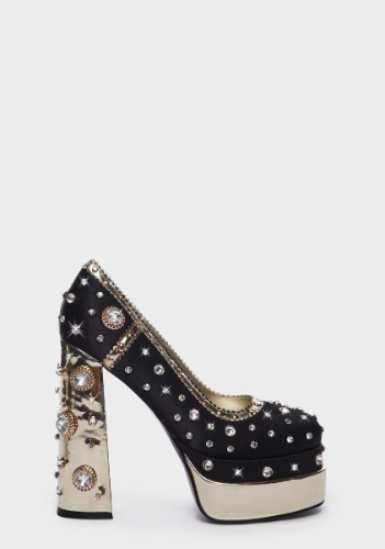 Black Gemma Platform Heels | US 10