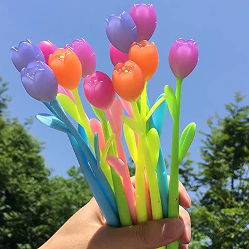 yarachel Color Changing Flower Pens - Pack of 24 Ballpoint Pens Creative Gel Ink Rollerball Pen for School Home Office Stationery Store Kids Girls Gift - Colored Tulip