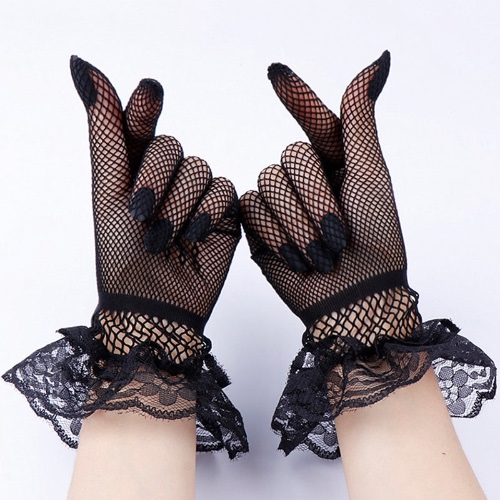 Fishnet lace gothic gloves