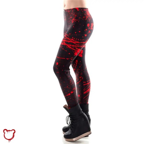 Black and red Halloween horror leggings. - KDK1393 / XL