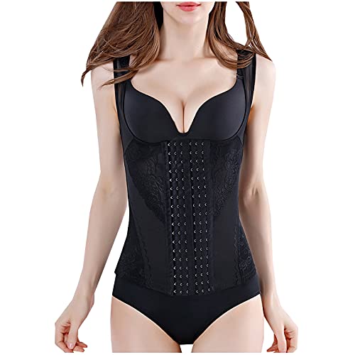AMhomely Plus Size Women's Bodysuit Latex Tummy Firm Control Shapewear Slim Full Body Shapewear Open Bust Corset Waist Cincher Trainer Slimmer Belt Body Shaper Girdle Belly Band Shapewear - Black - 4XL
