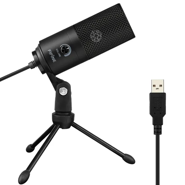 USB Microphone,FIFINE Metal Condenser Recording Microphone for Laptop MAC or Windows Cardioid Studio Recording Vocals, Voice Overs,Streaming Broadcast and YouTube Videos-K669B - Black