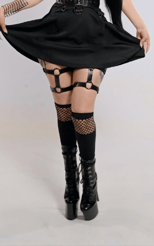 Gothic Fishnet Knee Highs - Black / One-size-fits-all