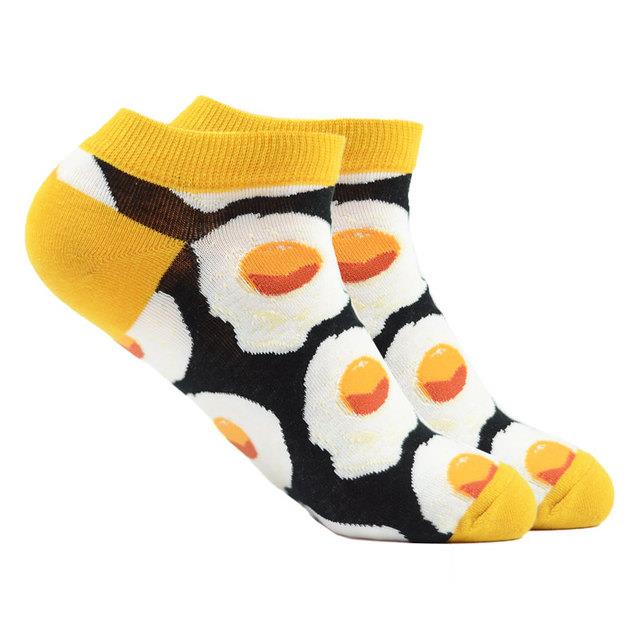 Fried Eggs Patterned Ankle Socks - Adult Medium