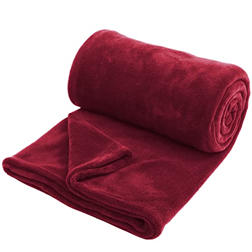 Hafaa Fleece Blanket Sofa Bed Throw Blanket | Fluffy and Warm Throws for Sofas Large (Burgundy, Throw/Single) - Throw/Single - Burgundy