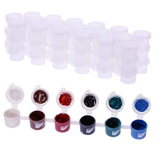 Empty Paint Pots Strips, Penta Angel Mini Clear Paint Cups with Lids Plastic Storage Containers for Mixing Colors Crafts DIY, 10 Strips 60 Pots - 10