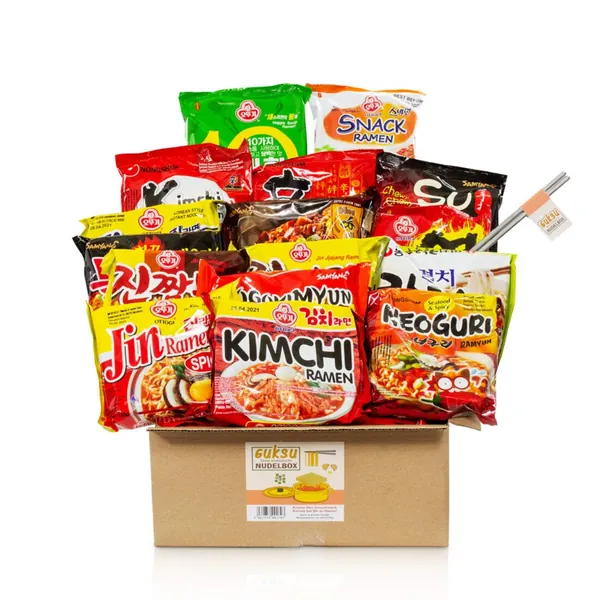Guksu-Box mit 16 koreanischen Ramen - Ausgewählter Mix aus vielseitigen Geschmacksrichtungen - Korea Instant-Nudeln Geschenkbox