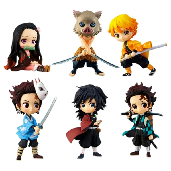 TNMV Demon Slayer Cake Topper 6Pcs Anime Demon Slayer Mini Figures Spielzeug-Set Demon Slayer Theme Partyzubehör Für Home Office Sammler Dekorationsornamente Geburtstagsgeschenke - 