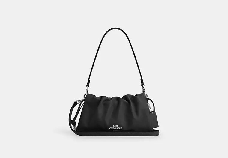 Silver/Black Faye Shoulder Bag With Ruching