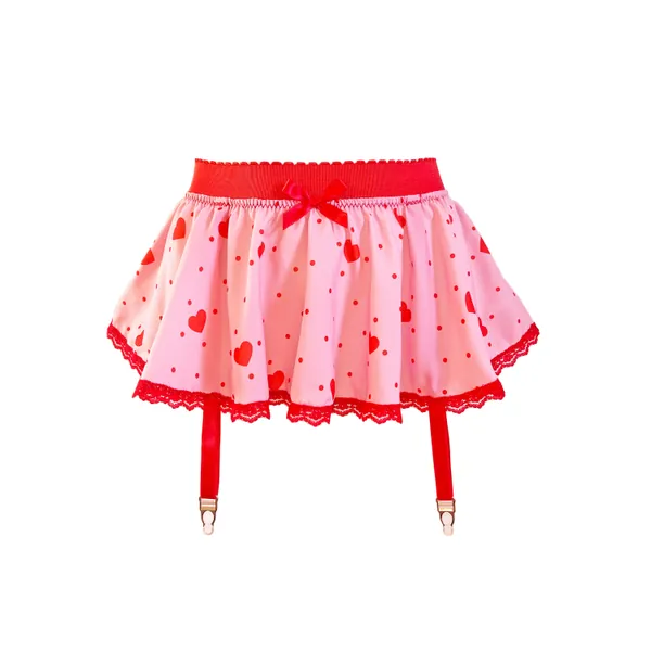 Pink Valentines Lingerie Skirt, Sweetheart Tutu Garter Belt