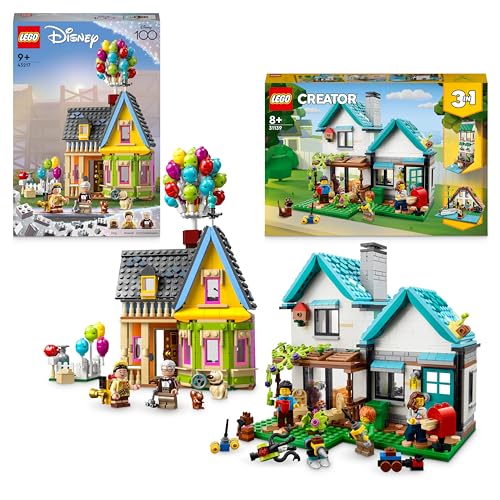 LEGO House Bundle: Includes Disney and Pixar 'Up' House (43217) and Creator Cosy House (31139) Building Toys for 8 Plus Year Old Kids, Gift for Girls and Boys, with Minifigures and Accessories