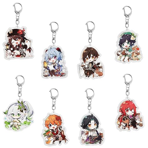 XiXiRan Genshin Impact Keychain*8pcs Set, Genshin Impact Merch