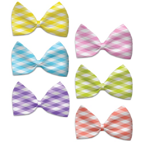 Pet, Dog and Cat Bow Ties, "Plaids Group" *Available in 6 different pattern options!* - Baby Blue Plaid / Elastic Band