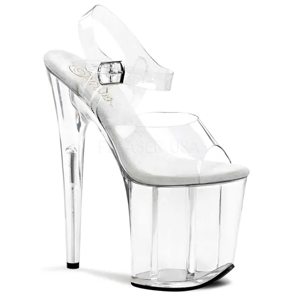 Pleaser Flamingo-808 - Clear/Clear in Sexy Heels & Platforms - $61.95