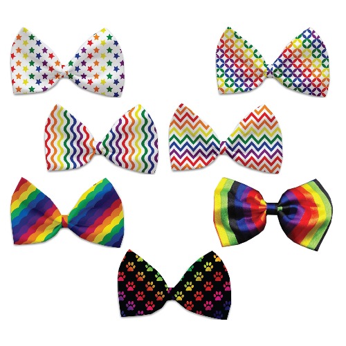 Pet, Dog and Cat Bow Ties, "Rainbow Pride Group" *Available in 7 different pattern options!* - Rainbow Paws / Elastic Band