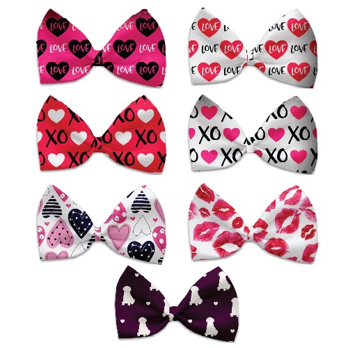 Pet, Dog and Cat Bow Ties, "Sweetheart Group" *Available in 7 different pattern options!* - Smooches / Elastic Band