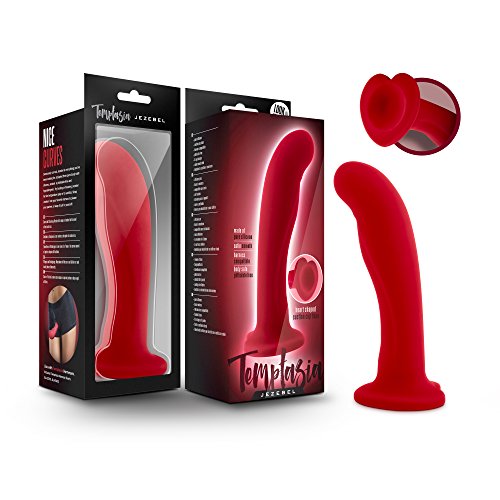 Blush Temptasia Jezebel - 6 Inch Platinum Puria Silicone Ultrasilk Smooth Satin Feel G Spot Dildo - 1.5" Wide - Strap On Compatible Suction Cup - Sex Toy for Women Couples - Crimson