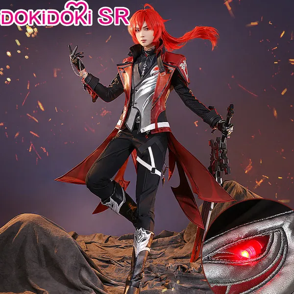 【Size S-2XL】DokiDoki-SR Game Genshin Impact Cosplay Diluc Costume Red Dead of Night | S-PRESALE