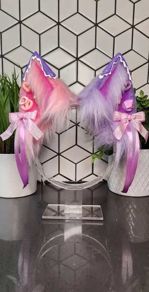 Dessert Fox Ears | Pink and Purple Fox Ears | Kitsune Ears Headband | Pastel Fox Ears | Sweet Petplay Ears | Purple Fox Ears | Pink Fox Ears