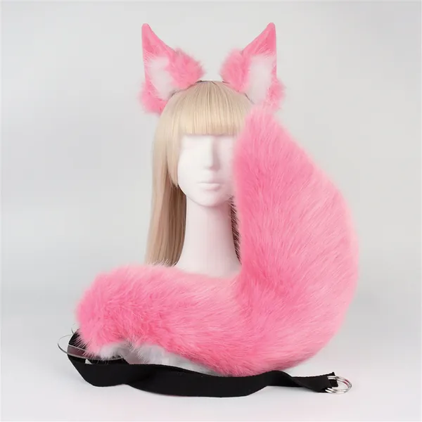 Pink Fox Ear and Tail, Handmade Furry Fox Ear,  Brown Fox Ear Headband, Lolita Cosplay, Cat Ear, Animal Ear Cosplay, Christmas accessories.