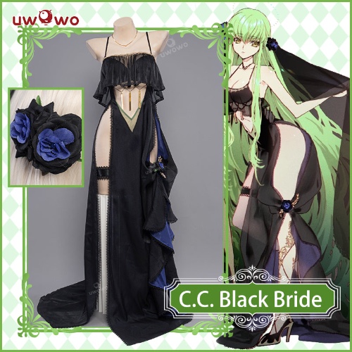 【In Stock】Exclusive Uwowo Anime Code Geass Fanart: C.C. Black Bride Wedding Dress Cosplay Costume