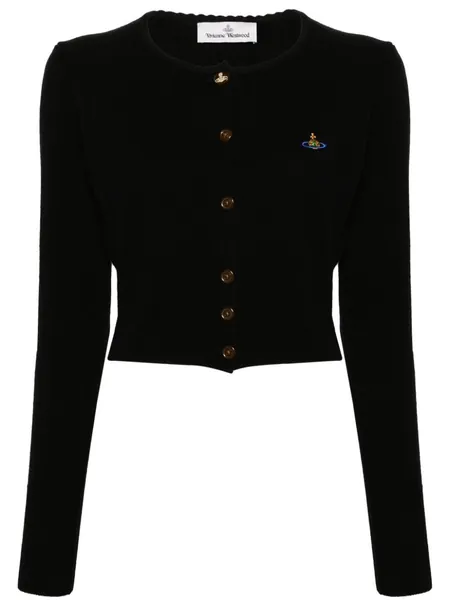 Orb-embroidered cropped cardigan