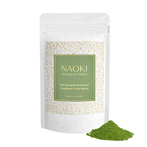 Naoki Matcha Organic Ceremonial First Spring Blend – Authentic Japanese First Harvest Ceremonial Grade Matcha Green Tea Powder from Kagoshima, Japan (100g / 3.5oz) - Ceremonial Grade - 3.5 Ounce (Pack of 1)
